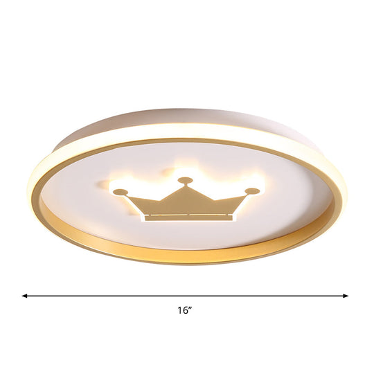 Gold/Coffee Crown & Monkey LED Ceiling Light for Kid's Bedroom