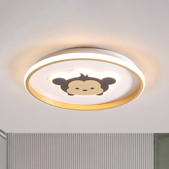 Gold/Coffee Crown & Monkey LED Ceiling Light for Kid's Bedroom