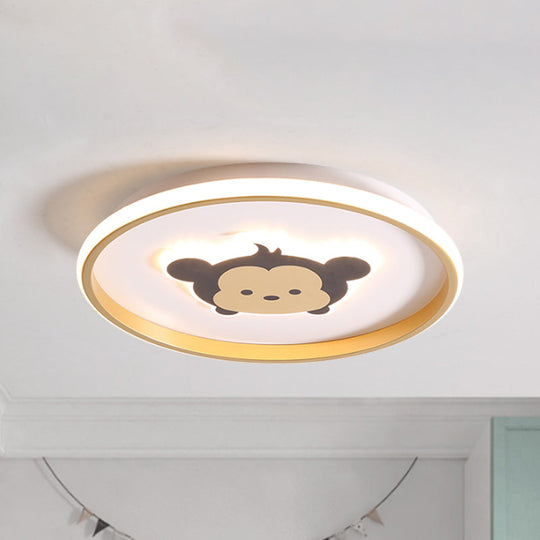 Gold/Coffee Crown & Monkey LED Ceiling Light for Kid's Bedroom