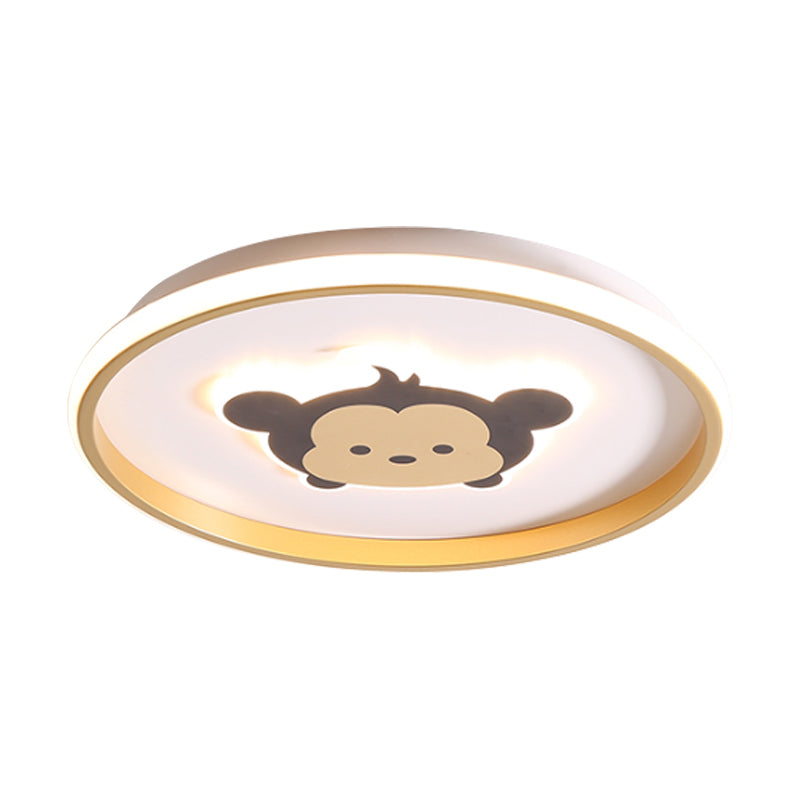 Gold/Coffee Crown & Monkey LED Ceiling Light for Kid's Bedroom