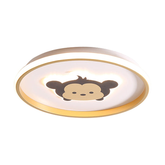 Gold/Coffee Crown & Monkey Led Ceiling Light For Kids Bedroom