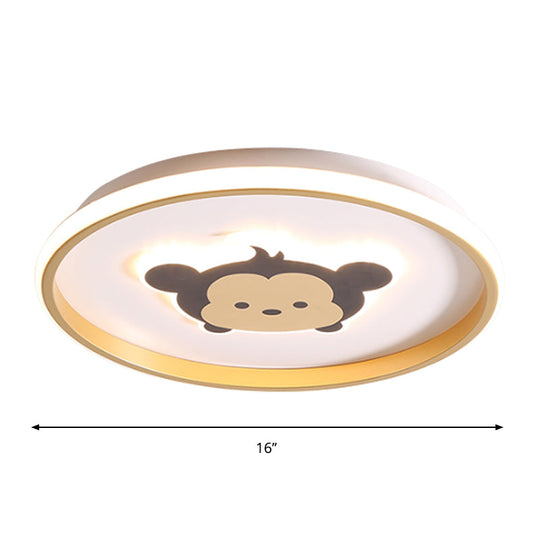 Gold/Coffee Crown & Monkey LED Ceiling Light for Kid's Bedroom