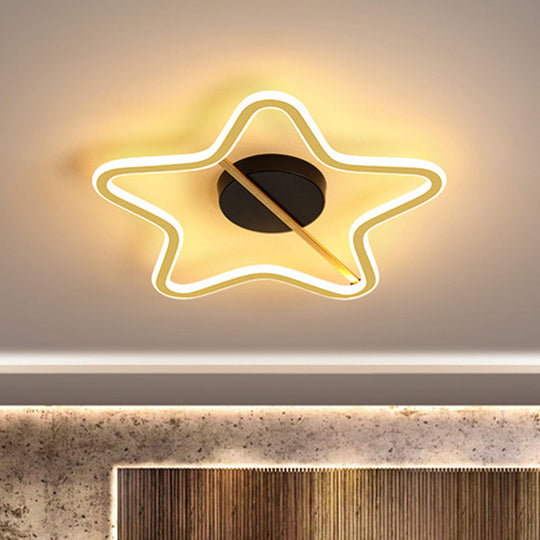 Modernist Led Gold Star Acrylic Flush Mount Ceiling Light With Line Design