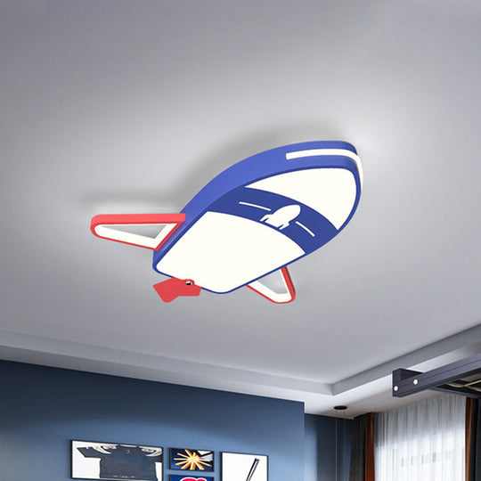 Cartoon Plane LED Blue Flush Mount Light Fixture for Boys Bedroom