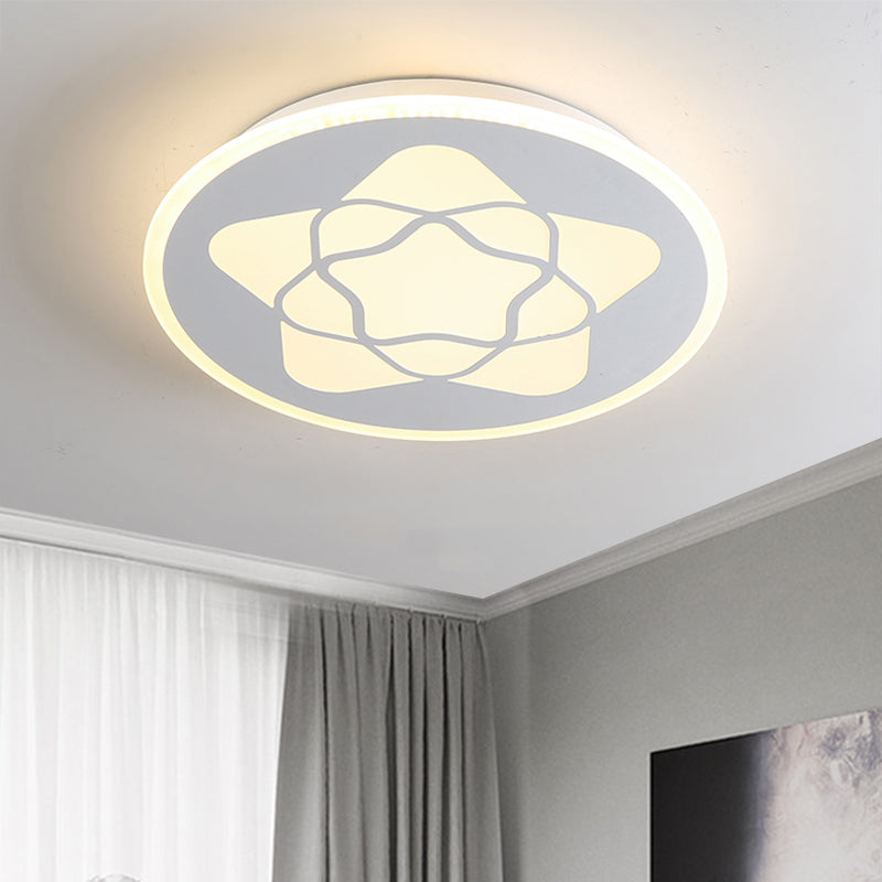 Metallic LED Bedroom Flush Mount Lamp with Moon, Star, and Heart Designs for Kids' Rooms