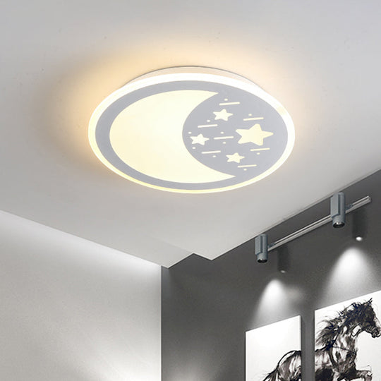 Metallic LED Bedroom Flush Mount Lamp with Moon, Star, and Heart Designs for Kids' Rooms