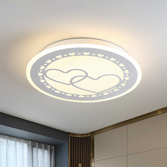 Metallic LED Bedroom Flush Mount Lamp with Moon, Star, and Heart Designs for Kids' Rooms