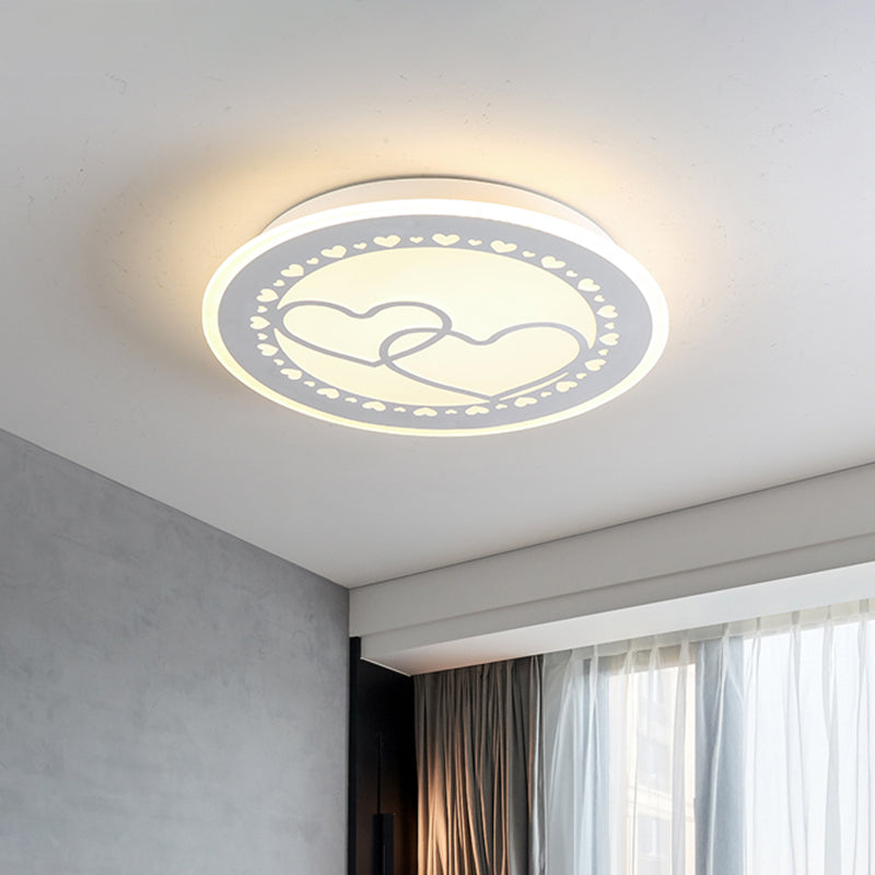 Metallic LED Bedroom Flush Mount Lamp with Moon, Star, and Heart Designs for Kids' Rooms