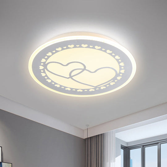 Metallic LED Bedroom Flush Mount Lamp with Moon, Star, and Heart Designs for Kids' Rooms