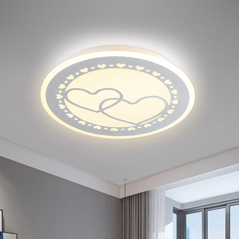 Metallic Led Bedroom Flush Mount Lamp With Moon Star And Heart Designs For Kids Rooms