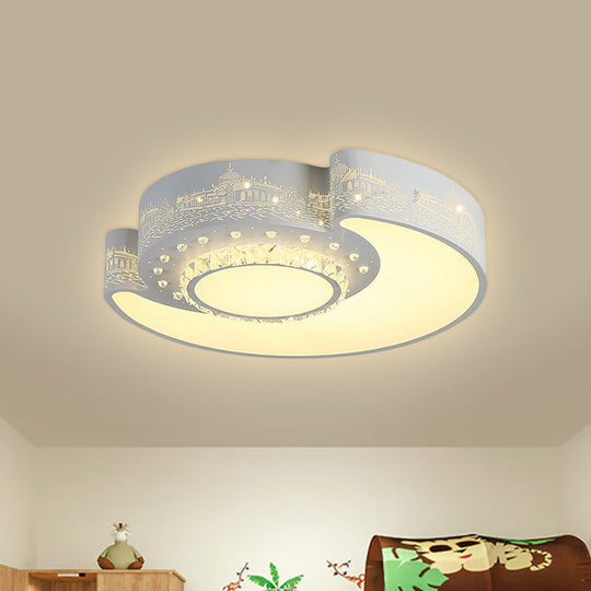 Modern LED Flush Mount Light Fixture for Floral Bedroom in White