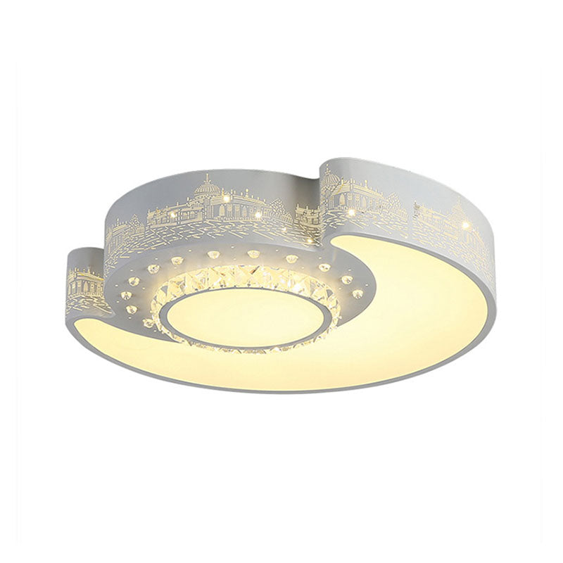 Modern LED Flush Mount Light Fixture for Floral Bedroom in White