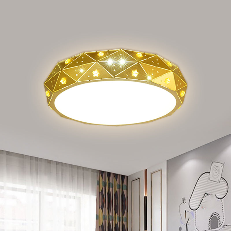 Kids LED Acrylic Geometric Flush Mount Light with Star Pattern - Pink/Blue/Gold