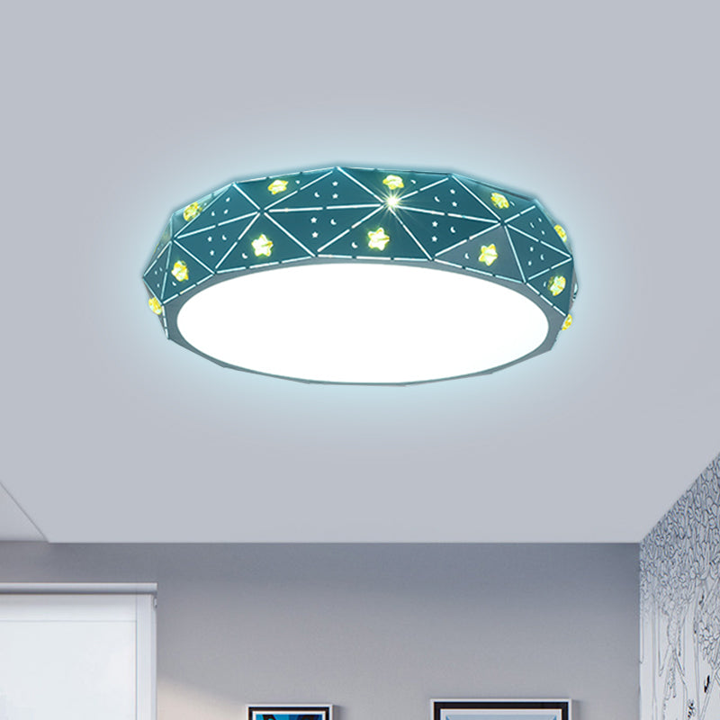 Kids LED Acrylic Geometric Flush Mount Light with Star Pattern - Pink/Blue/Gold