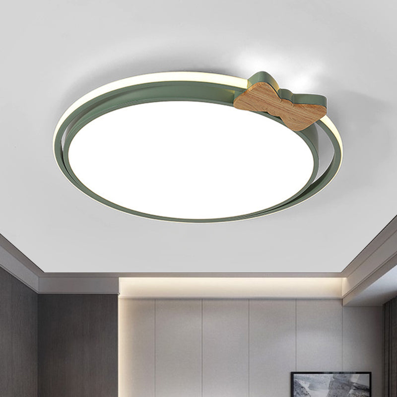 Modern Round Flush Mount LED Ceiling Light with Stylish Bow Decor in Acrylic Grey/White/Green