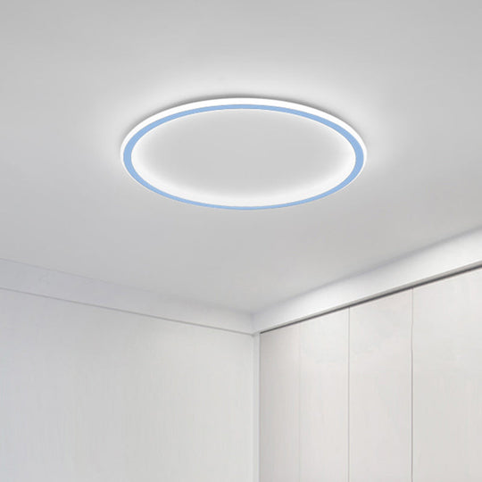 Minimalist Pink/Blue LED Flush Mount Ceiling Light for Bedroom