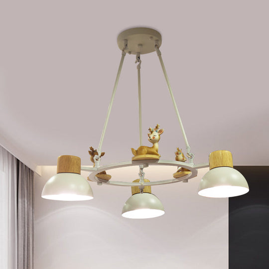 Kids Domed Pendant Chandelier: Metal 3/6-Light Suspension Lighting With Deer/Horse Decor In