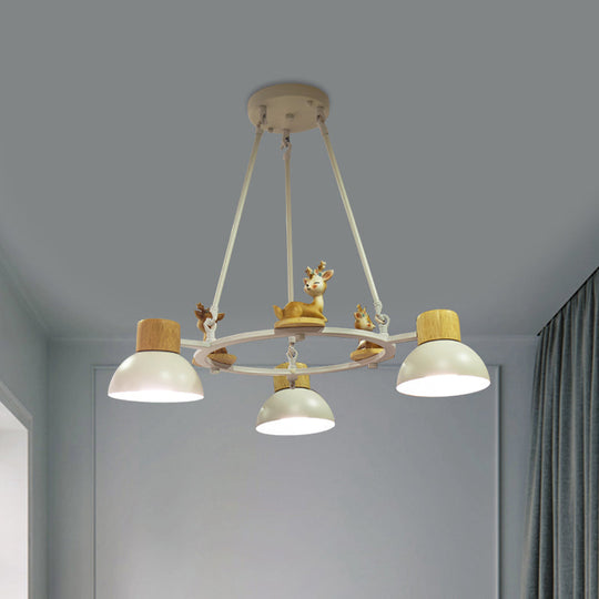 Kids Domed Pendant Chandelier: Metal 3/6-Light Suspension Lighting With Deer/Horse Decor In