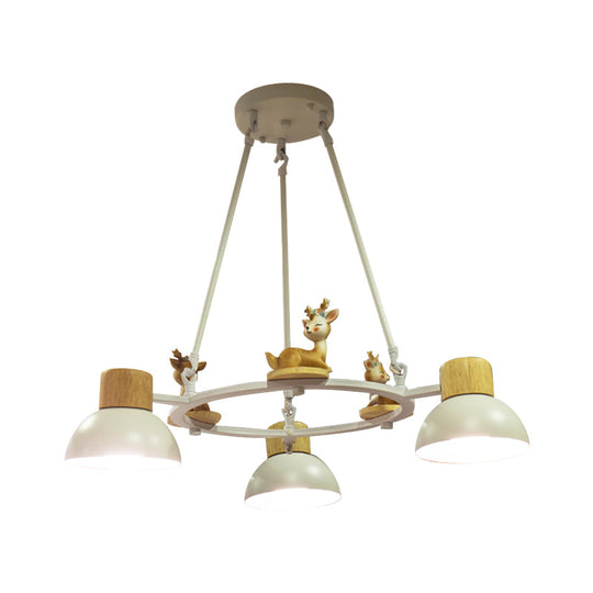 Kids Domed Pendant Chandelier: Metal 3/6-Light Suspension Lighting With Deer/Horse Decor In