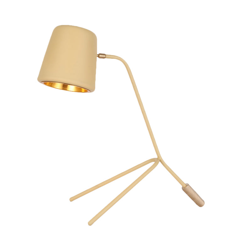 Macaron Tripod Reading Lamp - Cone Desk Light With Pink/Yellow/Green Finish Ideal For Bedroom