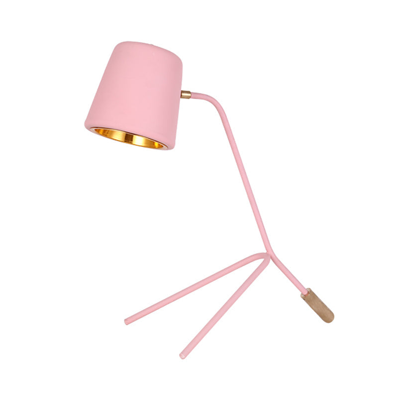 Macaron Tripod Reading Lamp - Cone Desk Light With Pink/Yellow/Green Finish Ideal For Bedroom