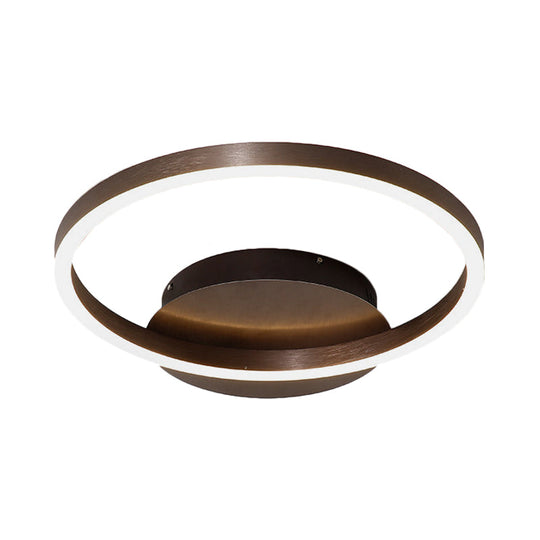 Contemporary LED Acrylic Ceiling Flush Light Fixture in Black/Brown, 1/2/3-Ring, Warm/White/Natural Light, 16.5"/19.5"/23.5" Wide