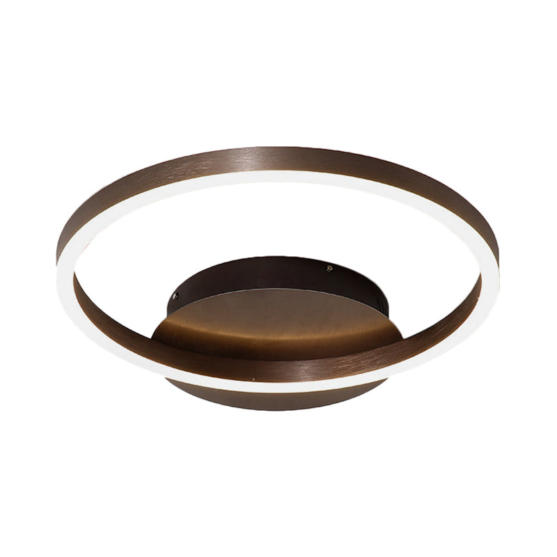 Contemporary Led Acrylic Ceiling Flush Light Fixture In Black/Brown 1/2/3-Ring Warm/White/Natural