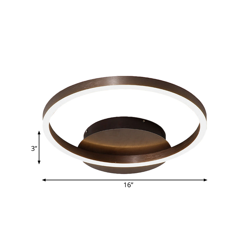 Contemporary LED Acrylic Ceiling Flush Light Fixture in Black/Brown, 1/2/3-Ring, Warm/White/Natural Light, 16.5"/19.5"/23.5" Wide