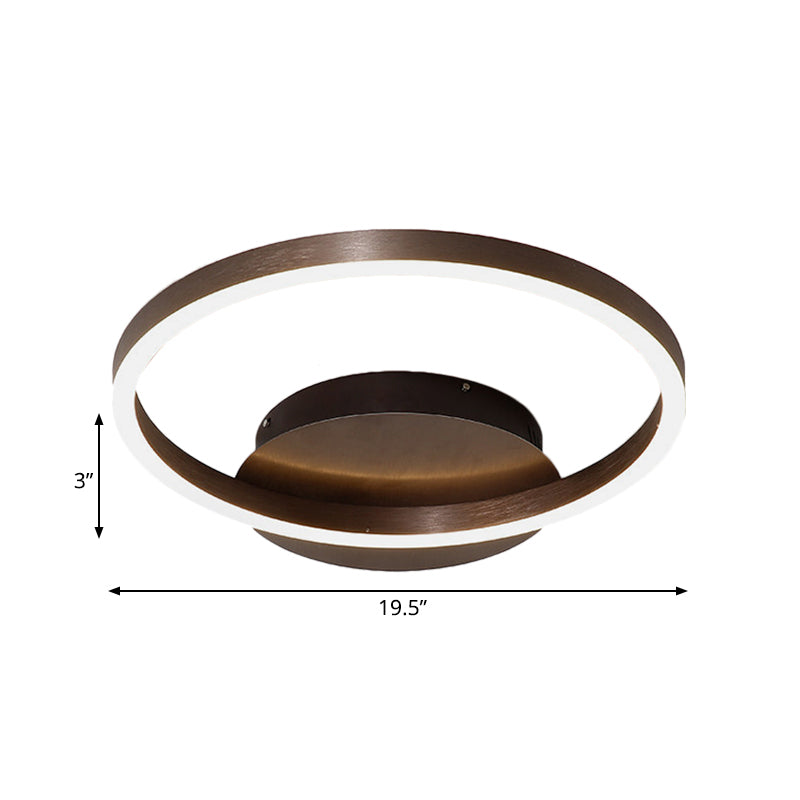 Contemporary LED Acrylic Ceiling Flush Light Fixture in Black/Brown, 1/2/3-Ring, Warm/White/Natural Light, 16.5"/19.5"/23.5" Wide