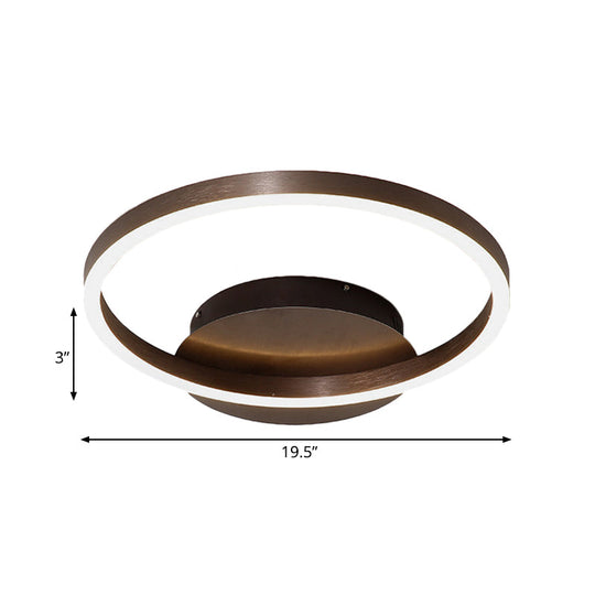 Contemporary Led Acrylic Ceiling Flush Light Fixture In Black/Brown 1/2/3-Ring Warm/White/Natural