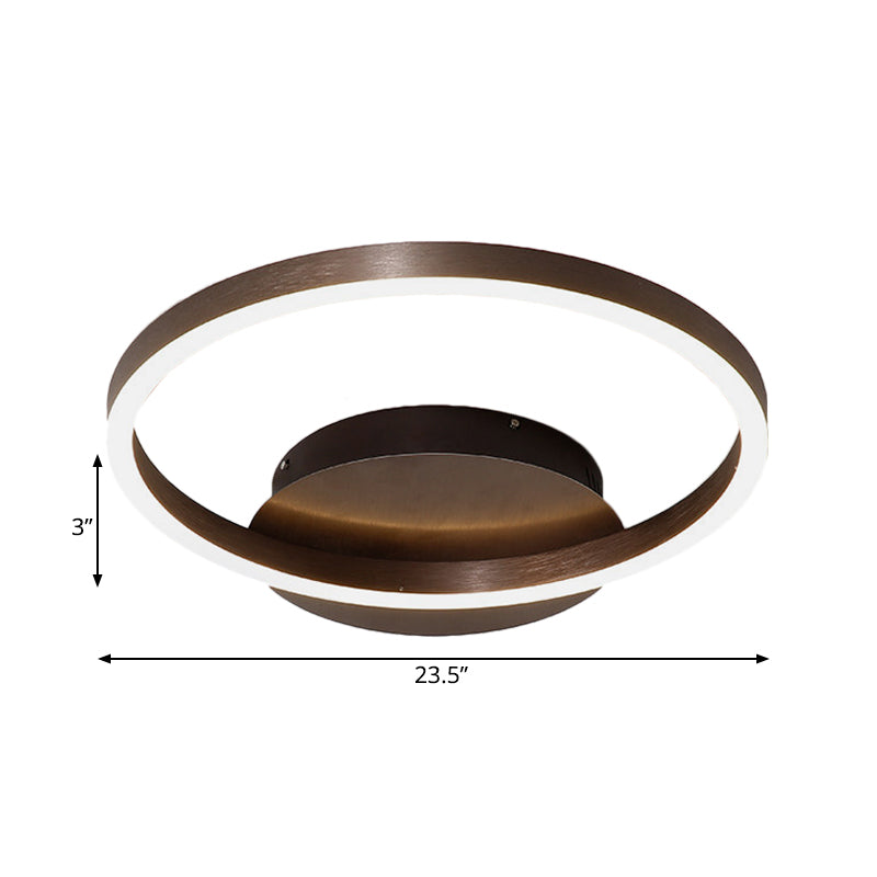 Contemporary LED Acrylic Ceiling Flush Light Fixture in Black/Brown, 1/2/3-Ring, Warm/White/Natural Light, 16.5"/19.5"/23.5" Wide