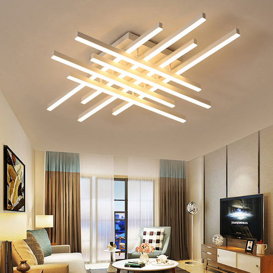 Modern LED Flushmount Lighting for Living Room - 31"/39" Wide Traverse Acrylic Shade Lamp in Warm/White Light