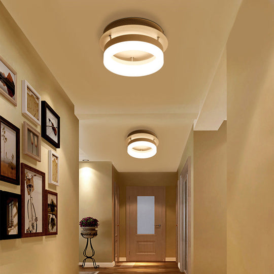 Modern LED Ceiling Semi Flush Mount Light - Acrylic Round/Square Shape, Warm/White Lighting for Corridor