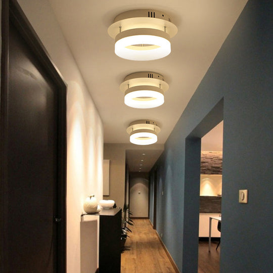 Modern LED Ceiling Semi Flush Mount Light - Acrylic Round/Square Shape, Warm/White Lighting for Corridor