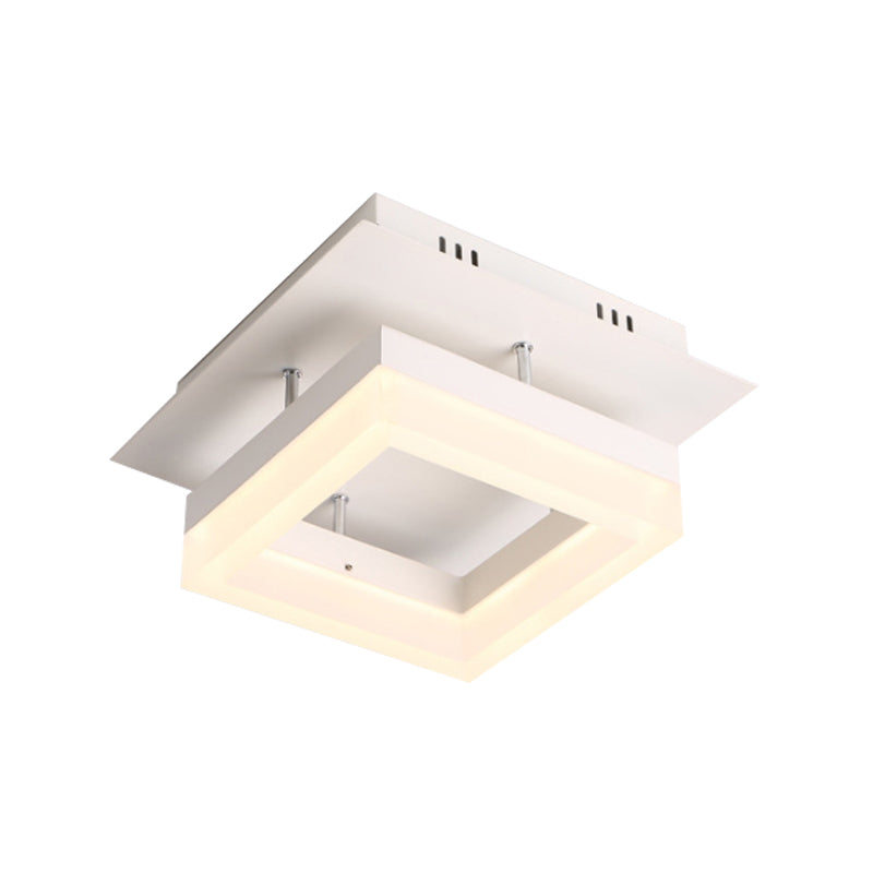 Modern LED Ceiling Semi Flush Mount Light - Acrylic Round/Square Shape, Warm/White Lighting for Corridor