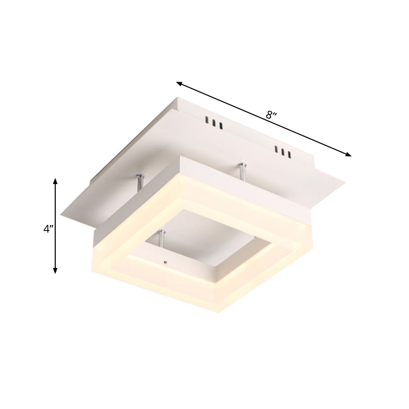 Modern LED Ceiling Semi Flush Mount Light - Acrylic Round/Square Shape, Warm/White Lighting for Corridor