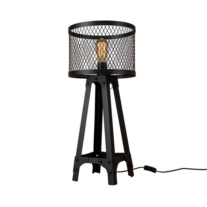 Metal Shade Table Light With Retro Style Farmhouse Standing Floor Lamp Tripod Design In Black