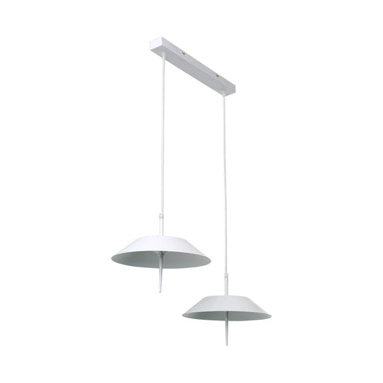 Tureis - Modern Led Umbrella Shaped Ceiling Pendant Light Industrial Iron 2 Lights White Hanging In