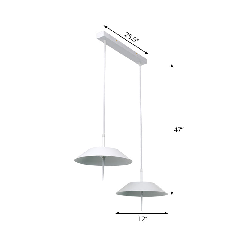 Tureis - Modern Led Umbrella Shaped Ceiling Pendant Light Industrial Iron 2 Lights White Hanging In