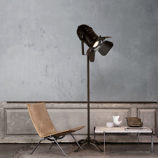 Industrial Loft Mini Spot Floor Lamp In Black With Shade Studio Lighting Solution 1 Light Metallic