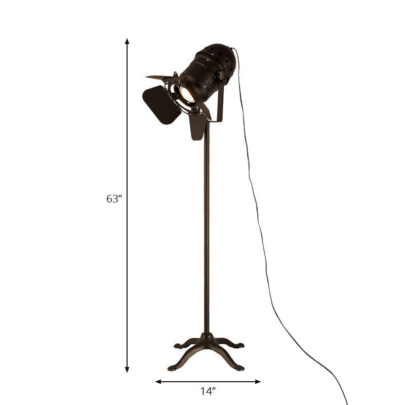 Industrial Loft Mini Spot Floor Lamp In Black With Shade Studio Lighting Solution 1 Light Metallic