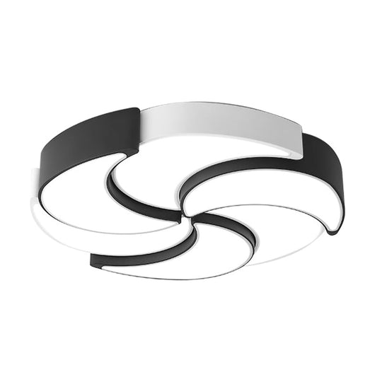 Contemporary Acrylic Flush Mount LED Ceiling Light with Windmill Design - Circular, Black & White - 19.5"/23.5"/31" W - Warm/White Light