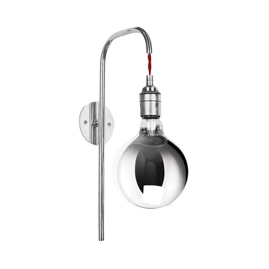 Modern Chrome/Gold Sconce Light With Clear Glass Globe Fixture For Living Room