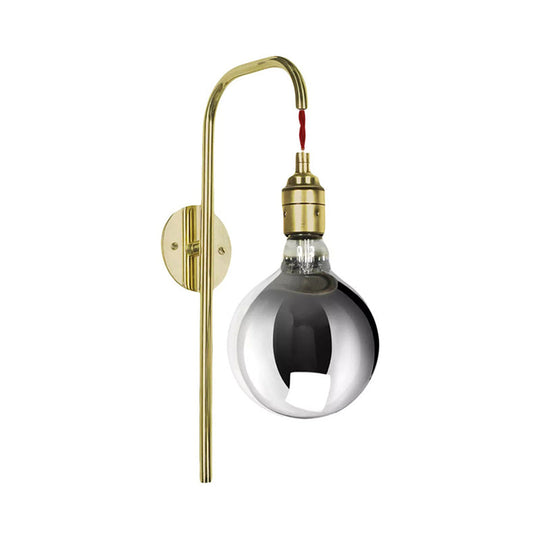 Modern Chrome/Gold Sconce Light With Clear Glass Globe Fixture For Living Room