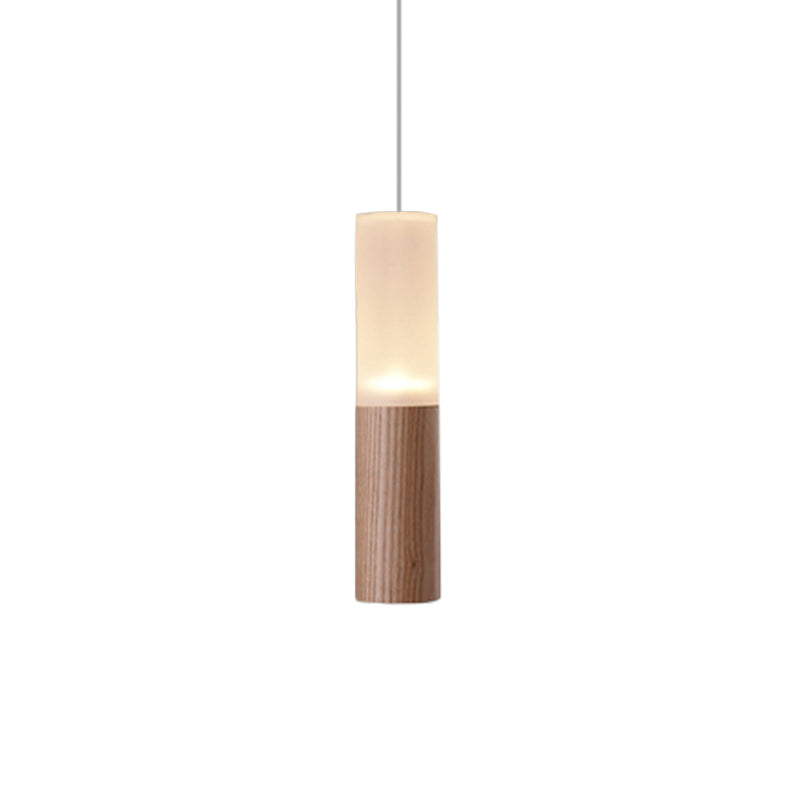 Contemporary Led Pendant Light With Wood Tubular Design For Kitchen Ceiling - Choose 1 5 7 Or 9