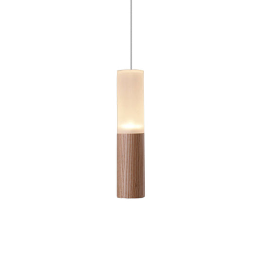 Contemporary Led Pendant Light With Wood Tubular Design For Kitchen Ceiling - Choose 1 5 7 Or 9