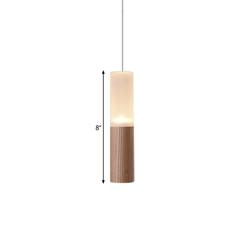 Contemporary Led Pendant Light With Wood Tubular Design For Kitchen Ceiling - Choose 1 5 7 Or 9