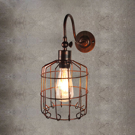 Rustic Stylish Birdcage Iron Wall Sconce Light Fixture - Antique Brass/Weathered Copper Perfect For