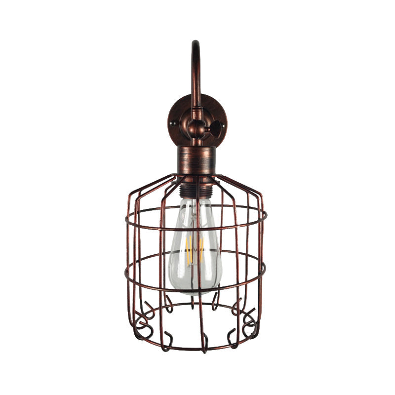 Rustic Stylish Birdcage Iron Wall Sconce Light Fixture - Antique Brass/Weathered Copper Perfect For