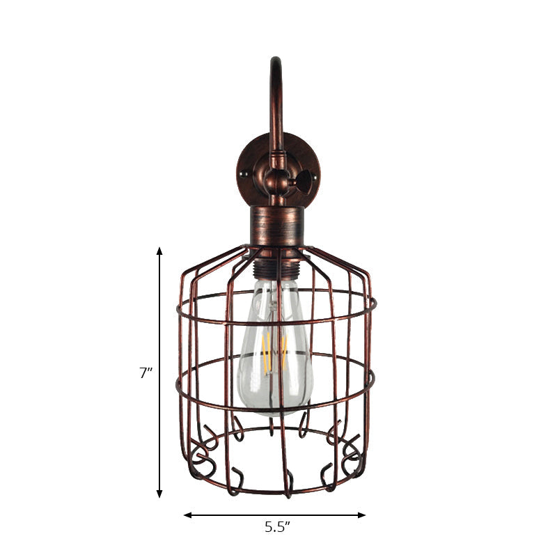 Rustic Stylish Birdcage Iron Wall Sconce Light Fixture - Antique Brass/Weathered Copper Perfect For